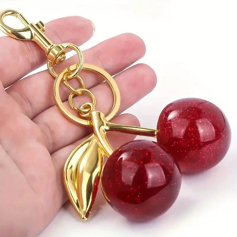 Glitter Cherry Keychain