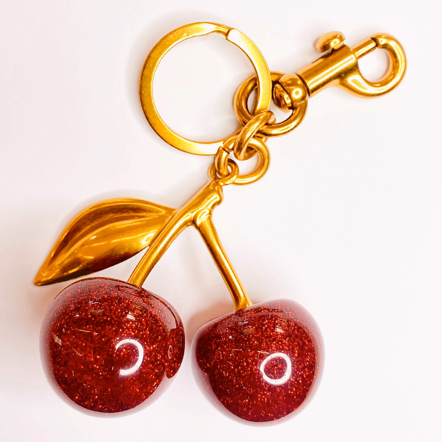Glitter Cherry Keychain