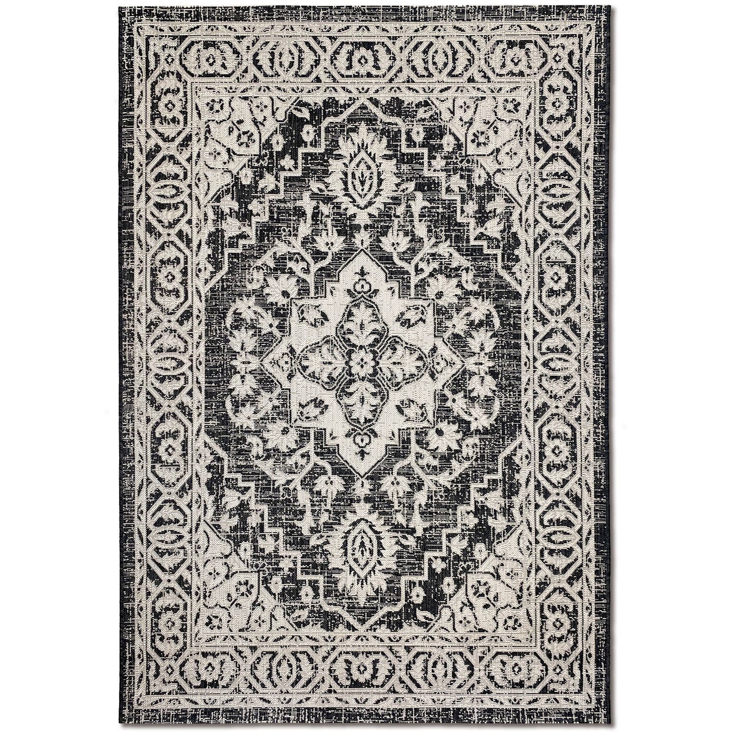 Ishtar Indoor/Outdoor Rug (Charcoal-Ivory)