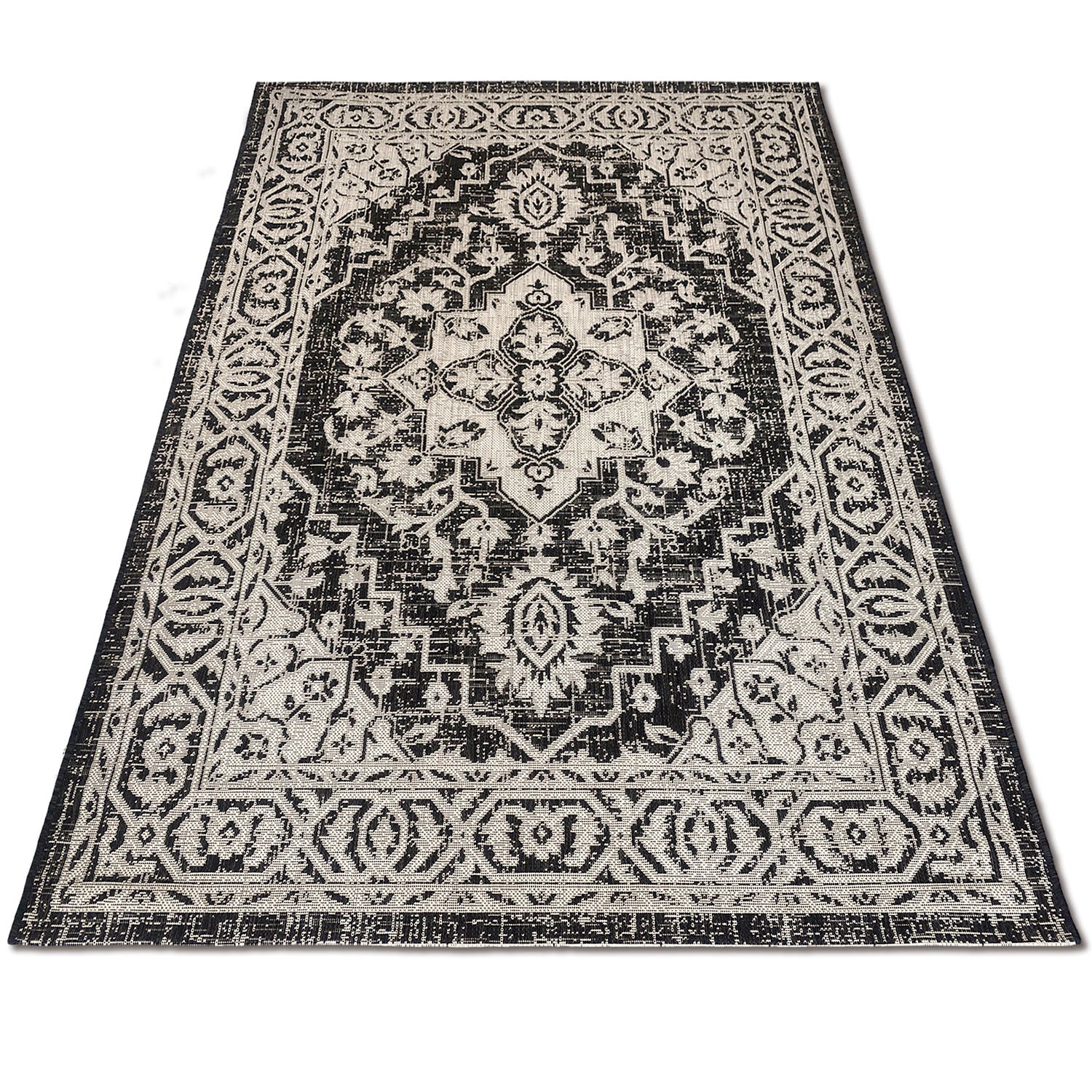 Ishtar Indoor/Outdoor Rug (Charcoal-Ivory)