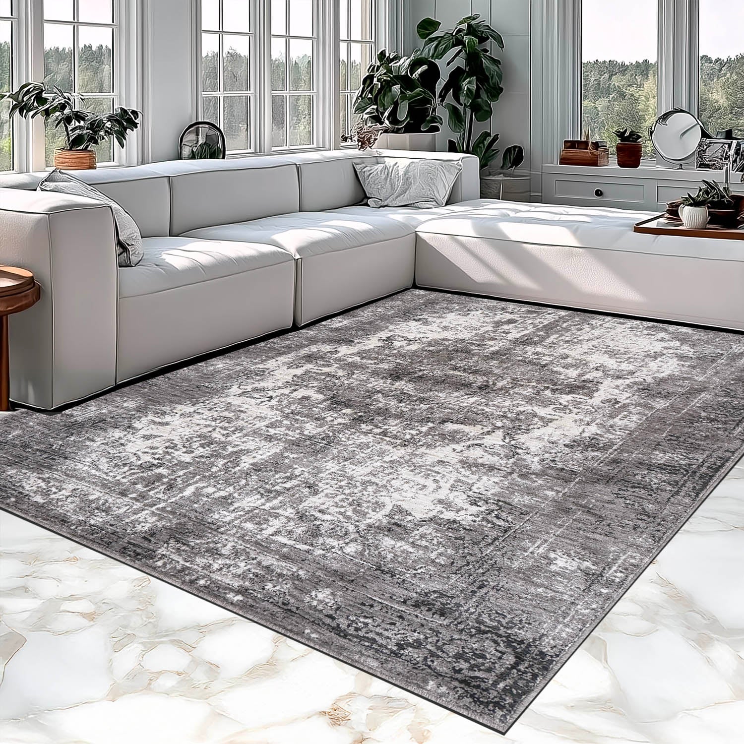 Kashan Area Rug (colour Pewter)