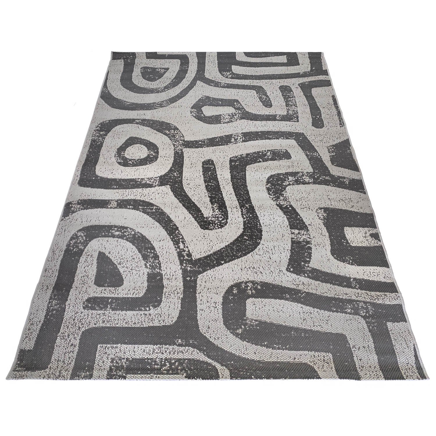 Kuba Cloth Indoor/Outdoor Rug (colour Smoke)