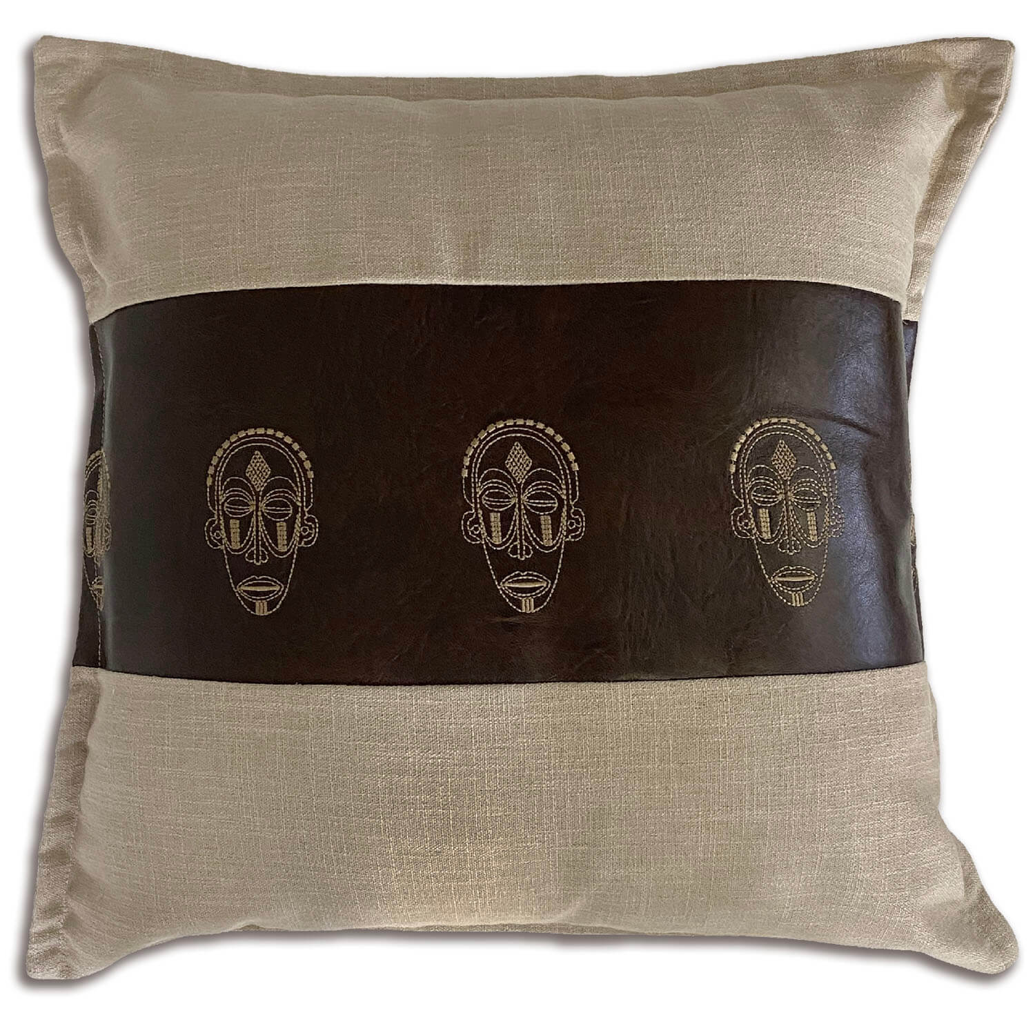 Tribal Mask Cushion (Oxblood)