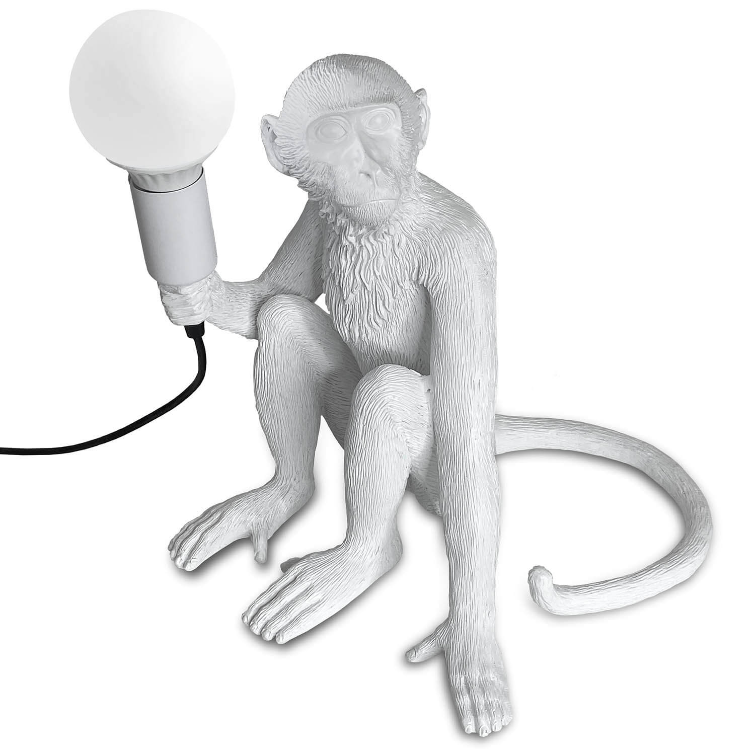 Monkey Desk Lamp (White - Sitting)